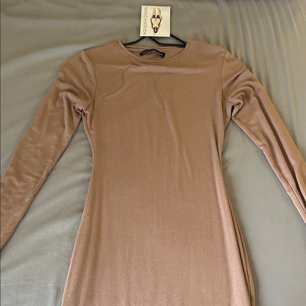 Naked Wardrobe Taupe Midi Dress